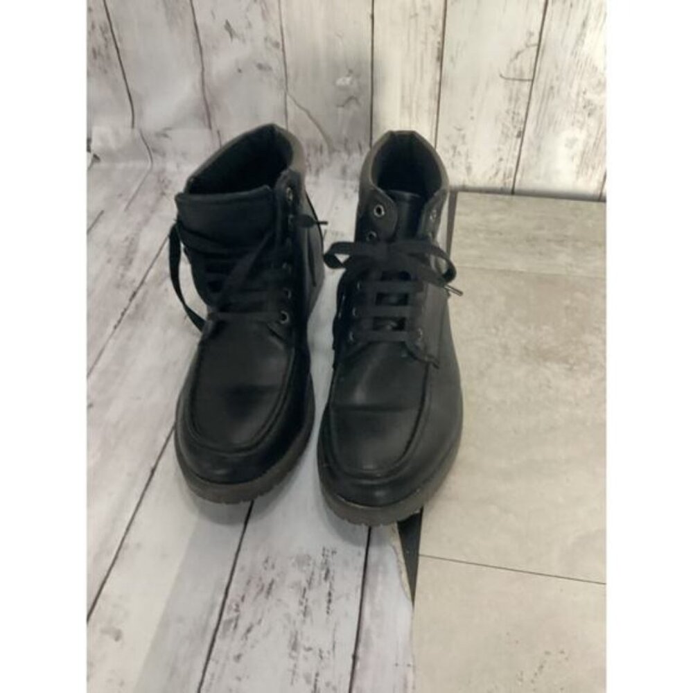 Preppy Streetwear Coquette Utility Evans Men's Black Lace Up Leather Boots Sz9.5